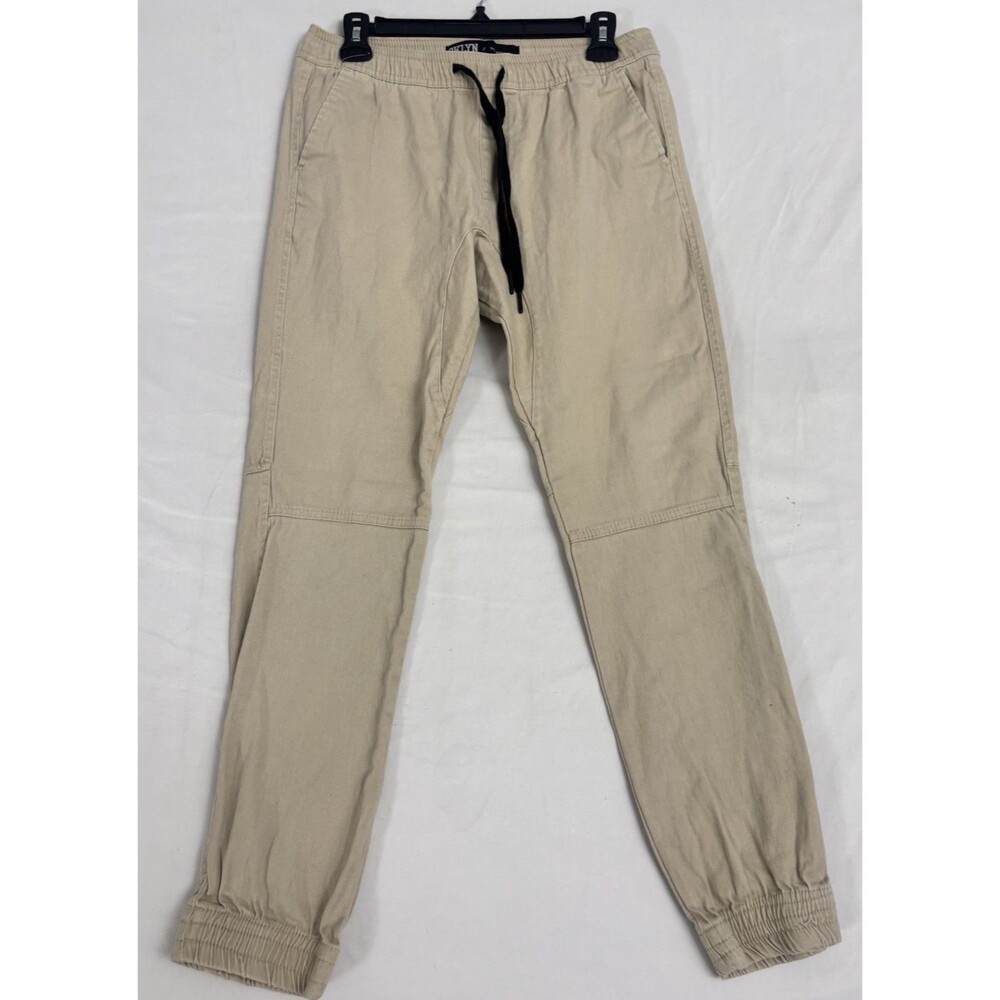 BKLYN Athletics The Jogger Pants Mens Medium Khaki Drawstring Stretch Joggers